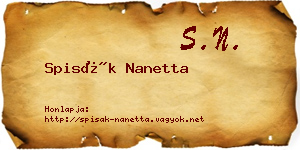 Spisák Nanetta névjegykártya